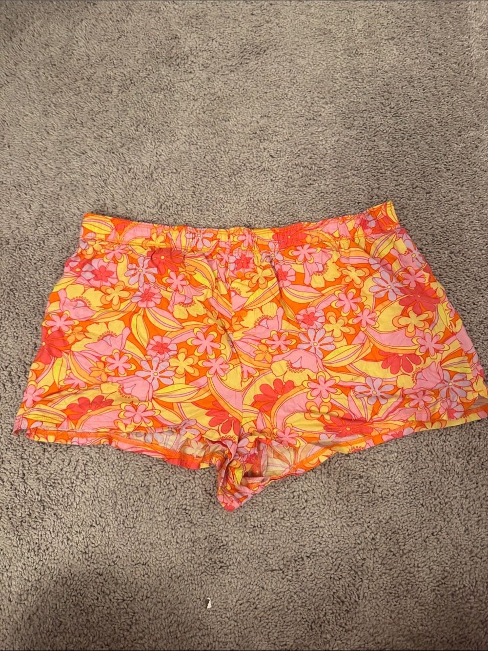 PINK Victoria's Secret Orange and Pink Floral Sleep Shorts